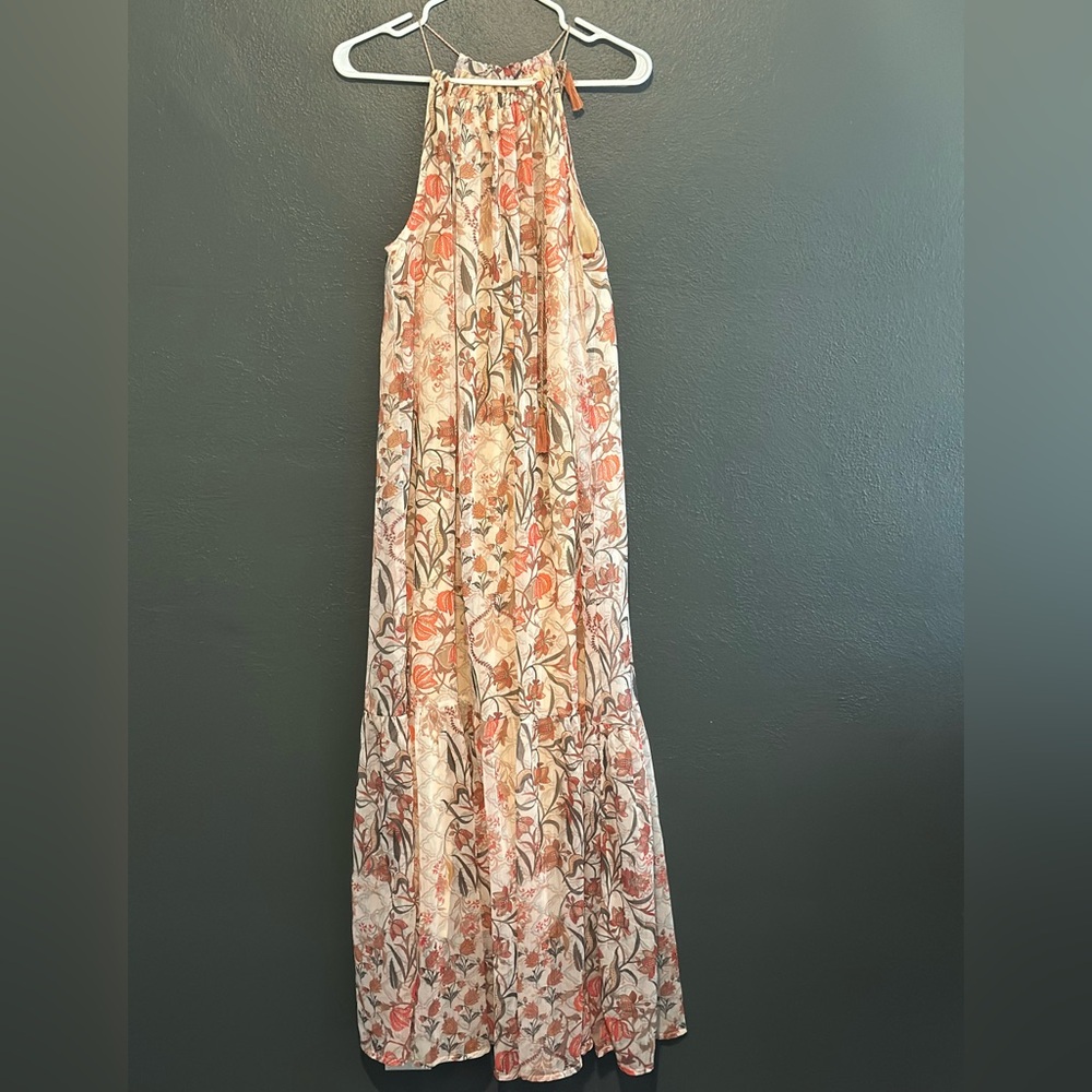 World Market Maxi Dress with Coral Floral Print